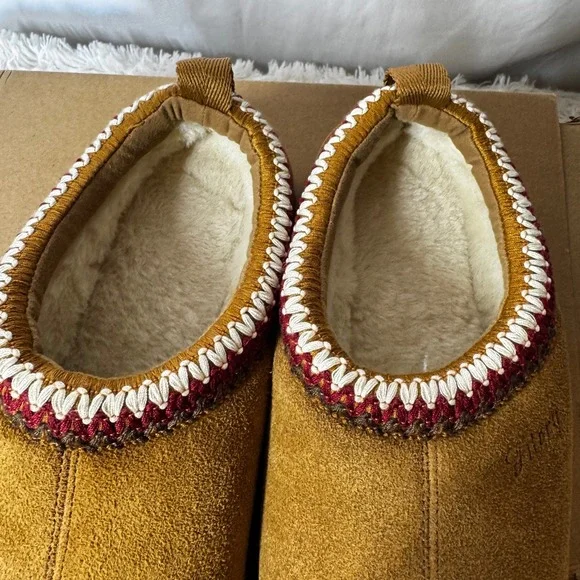 Fitory Brown Suede Shearling Lined Clog Slippers Platform Wedge Women's Size 10 - Picture 5 of 8